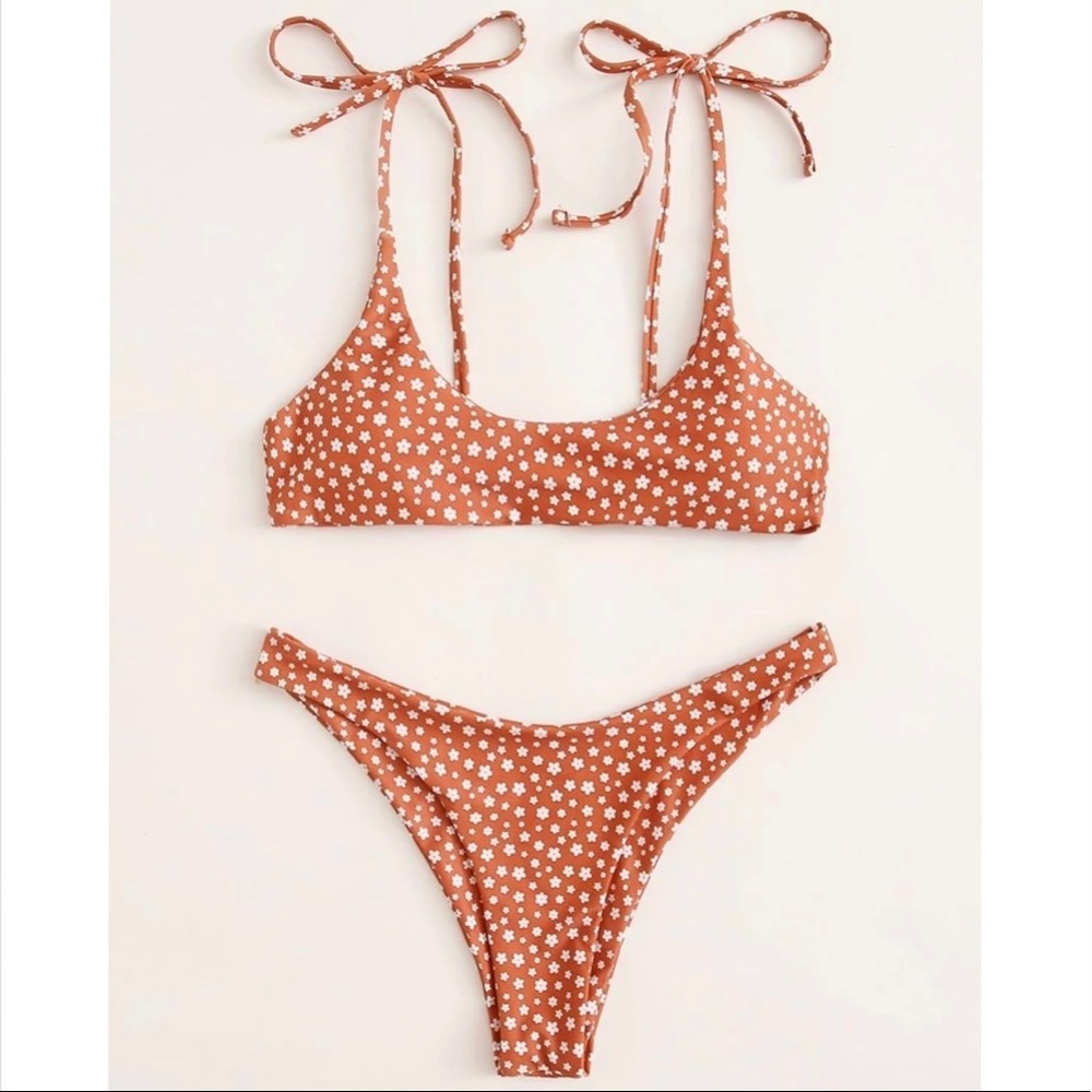 Floral Tie Shoulder Bikini Set - Picture 2 of 4